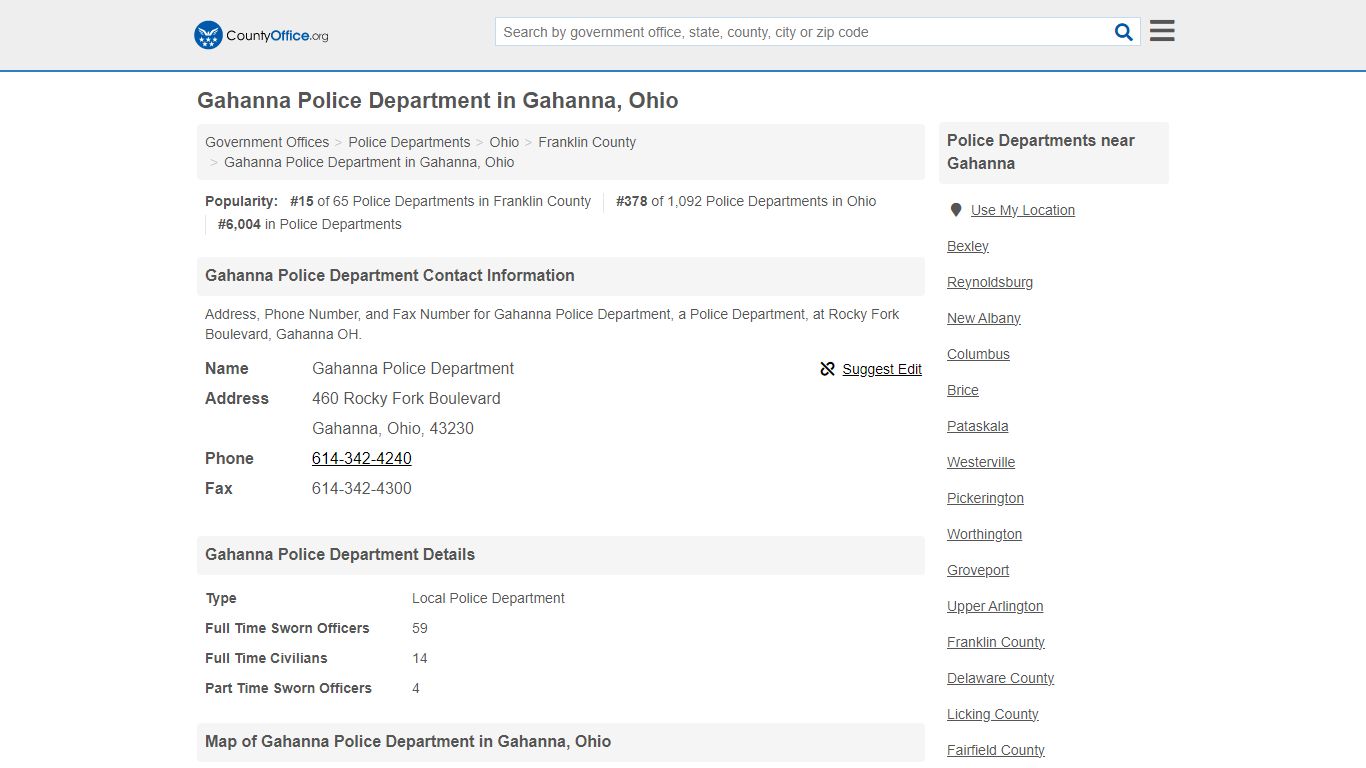 Gahanna Police Department in Gahanna, Ohio - County Office